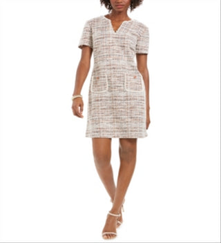 Connected Women's Tweed Pocket Detail Dress Beige Size 16