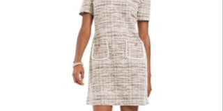 Connected Women's Tweed Pocket Detail Dress Beige Size 16