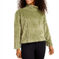 Planet Gold Junior's Cozy Mock Neck Ribbed Top Green Size L