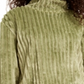 Planet Gold Junior's Cozy Mock Neck Ribbed Top Green Size L