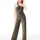 City Studios Junior's One Shoulder Jumpsuit Gold  Size 3