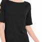 Karen Scott Women's Cotton Cutout Sleeves Top Black Size Small