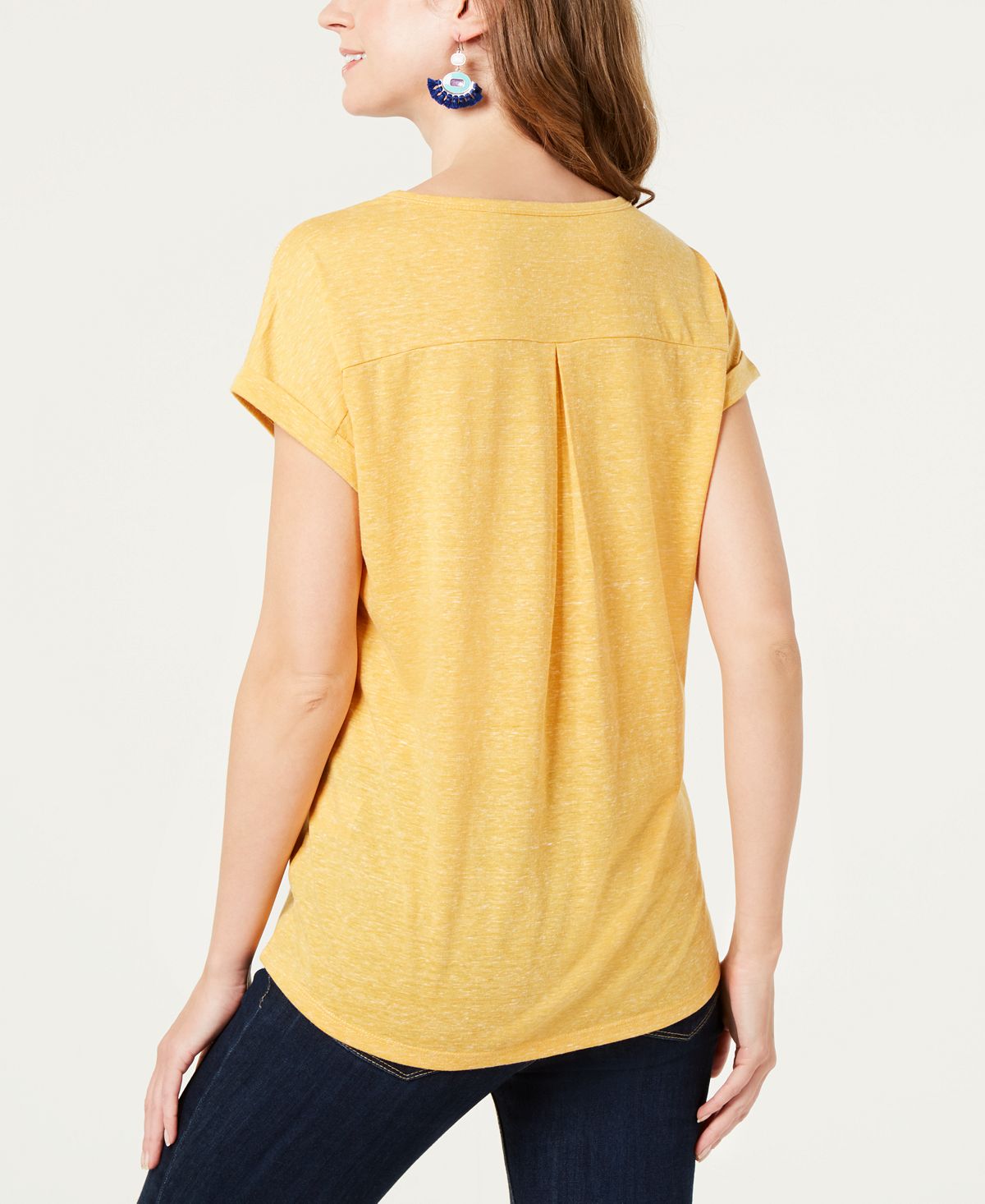 Style & Co Women's Graphic Print T-Shirt Yellow Size Petite S