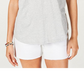 Style & Co Women's Printed Lace up Top Gray Size -Petite S