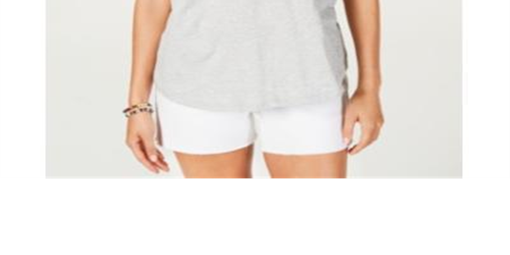 Style & Co Women's Printed Lace up Top Gray Size -Petite S