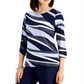 JM Collection Women's Abstract Print Top Blue Size Small