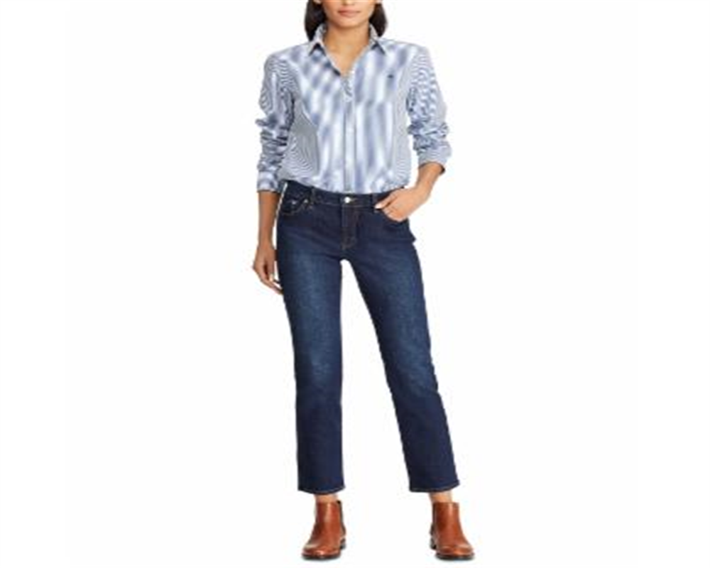 Ralph Lauren Women's Dark Wash Modern Straight Curvy Jeans Blue Size 14P