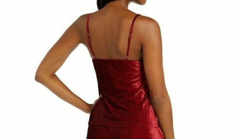 INC International Concepts Women's Ribbed Velvet Top & Pajama Shorts Set Wine Size M
