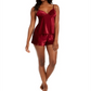 INC International Concepts Women's Ribbed Velvet Top & Pajama Shorts Set Wine Size M