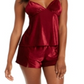 INC International Concepts Women's Ribbed Velvet Top & Pajama Shorts Set Wine Size M