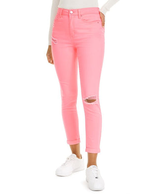 Tinseltown Junior's Neon Wash Skinny Jeans Pink Size 9