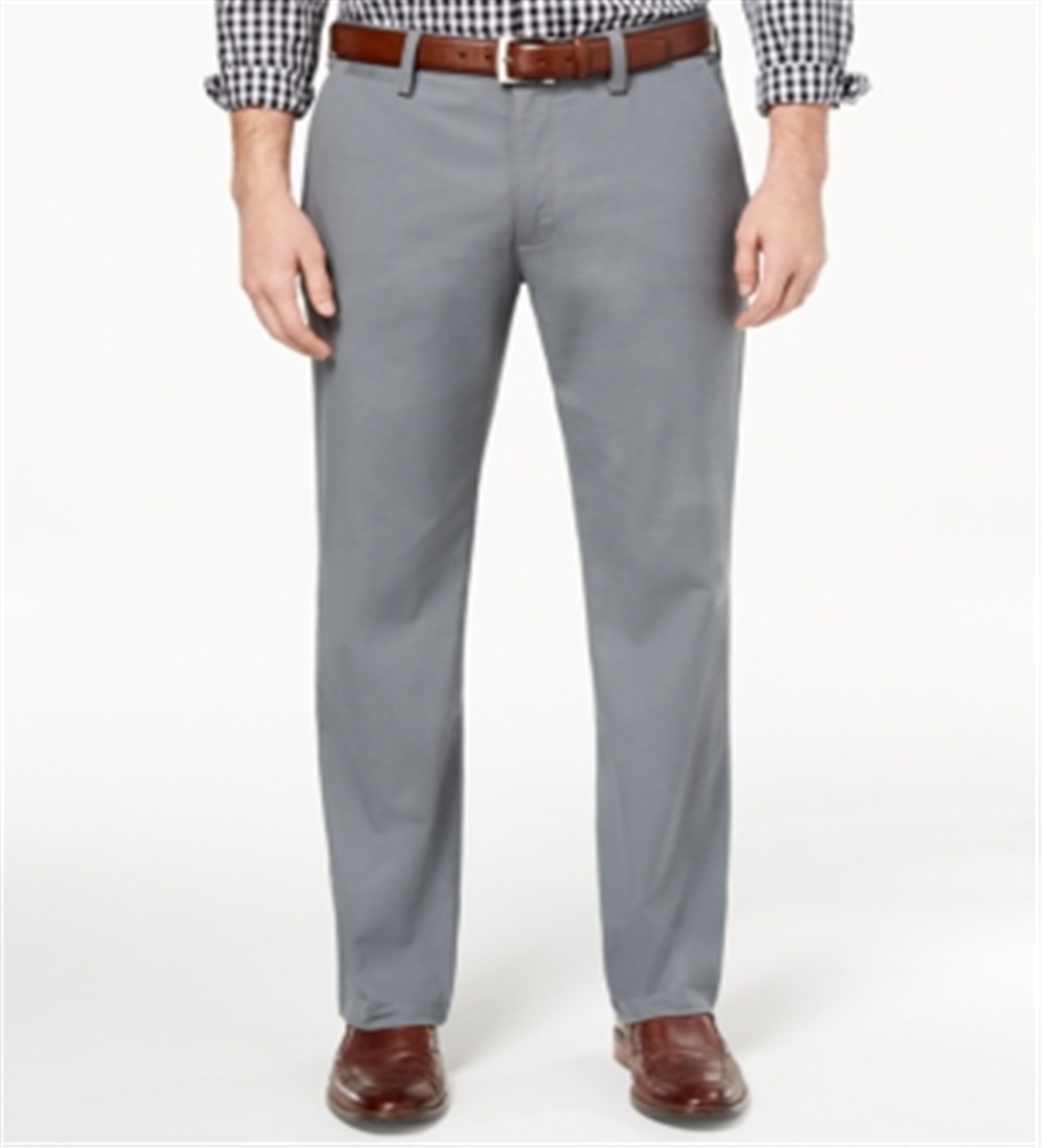 Club Room Men's Pants Flat Front Classic Chino Stretch  Gray Size 38X32
