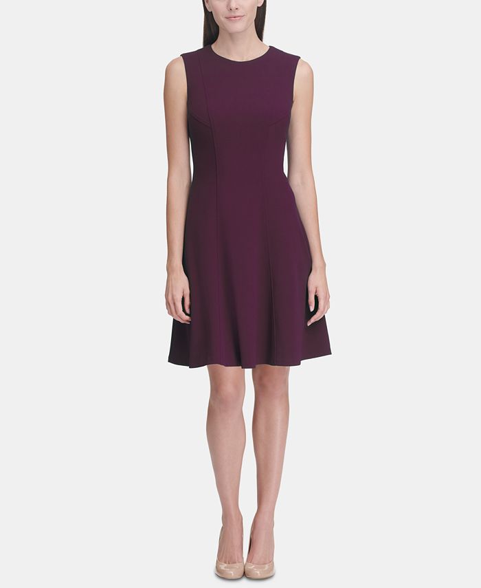 Tommy Hilfiger Women's Scuba Fit & Flare Dress Purple Size 12P