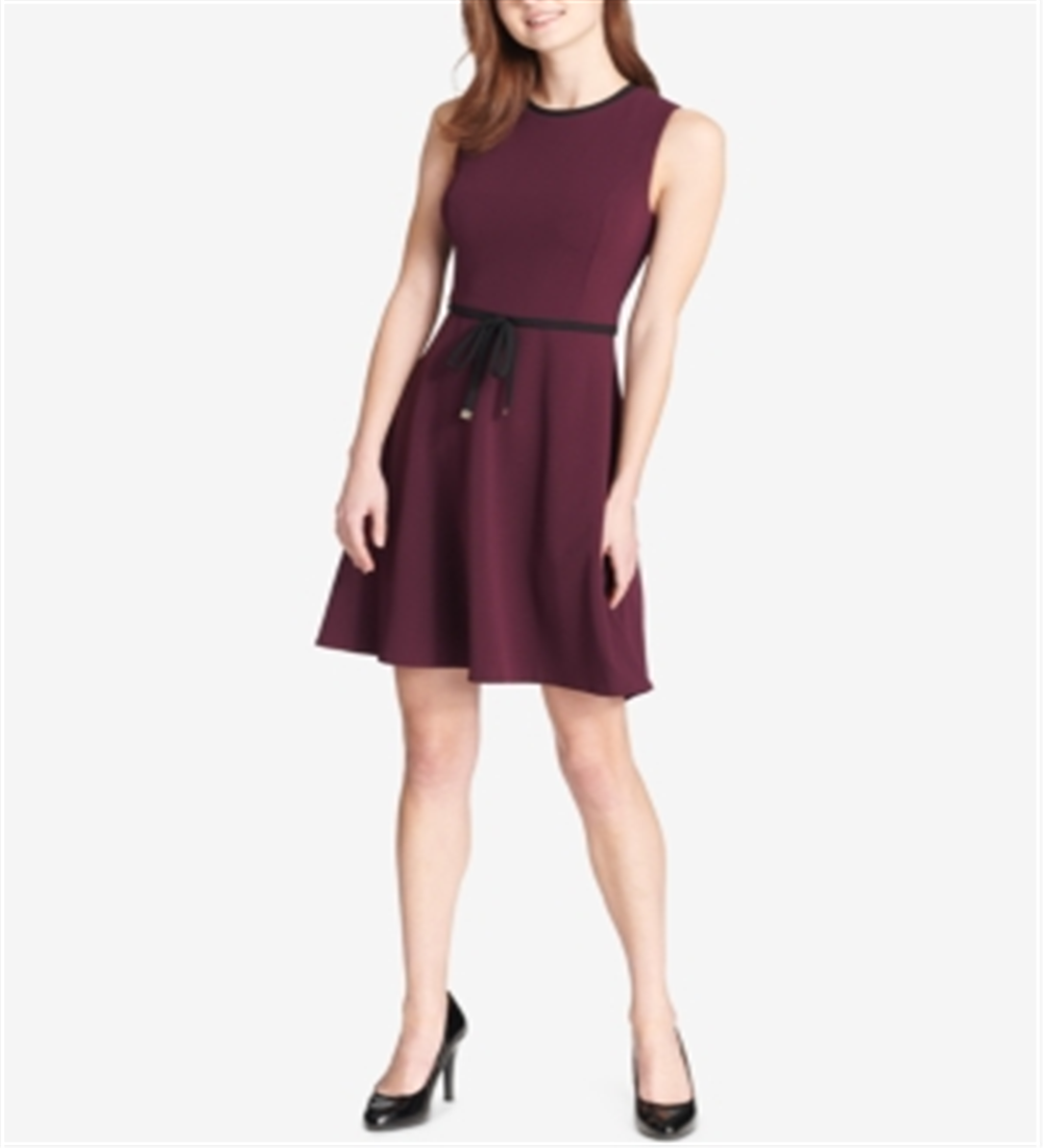 Tommy Hilfiger Women's Scuba Fit & Flare Dress Purple Size 12P