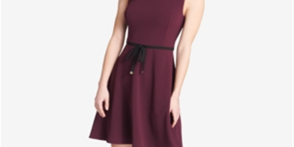 Tommy Hilfiger Women's Scuba Fit & Flare Dress Purple Size 12P