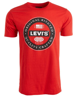 Levi's Men's Circular Logo T-Shirt Red Size Medium