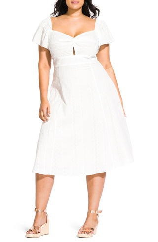 City Chic Women's Pretty Eyelet Dress White Size 22W