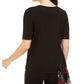 Alfani Women's  Short Sleeve T-Shirt Top Black Size M