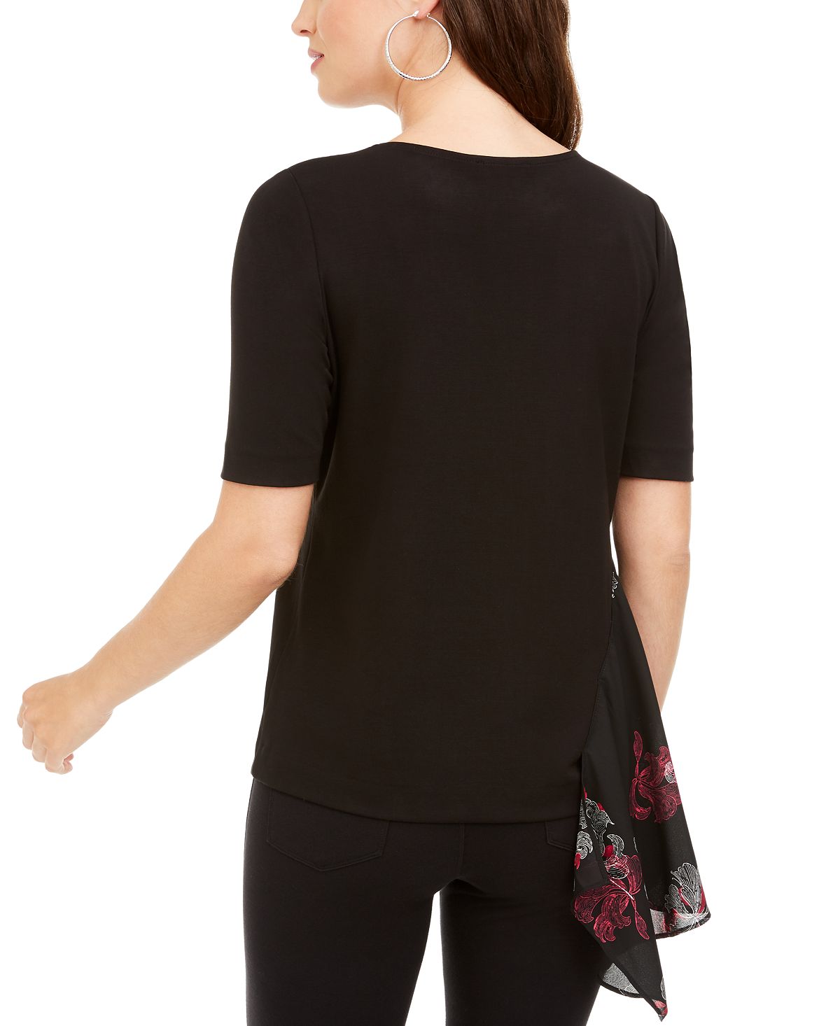 Alfani Women's  Short Sleeve T-Shirt Top Black Size M