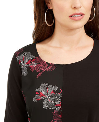 Alfani Women's  Short Sleeve T-Shirt Top Black Size M