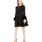 Calvin Klein Women's Faux Fur Cuff a Line Dress Black Size 4P