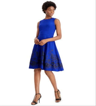 Calvin Klein Women's Embroidered a Line Dress Black Size 2