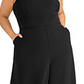 Rachel Roy Women's Demetria Jumpsuit Wide Leg Solid Black Size 16W