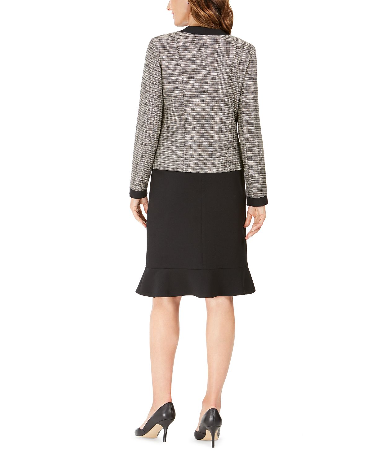 Le Suit Womens Suit Separate Career Wear Tweed Jacket Gray Size 16