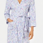 Charter Club Women's Printed Cotton Long Knit Robe White Size XS