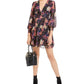 Bar III Women's Confetti Printed Blouson-Sleeve Dress Black Size 2XL