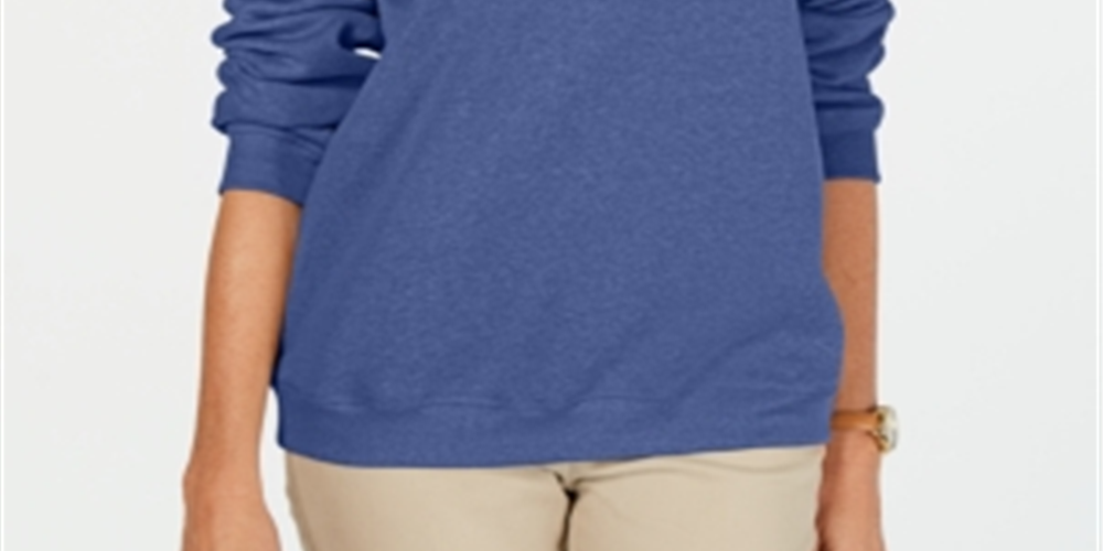 Karen Scott Petite Crewneck Fleece Sweatshirt Blue Size PSM