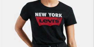 Levi's Women's Tee Shirts New 'New York' Batwing Logo Perfect Crewneck Tee Black Size M