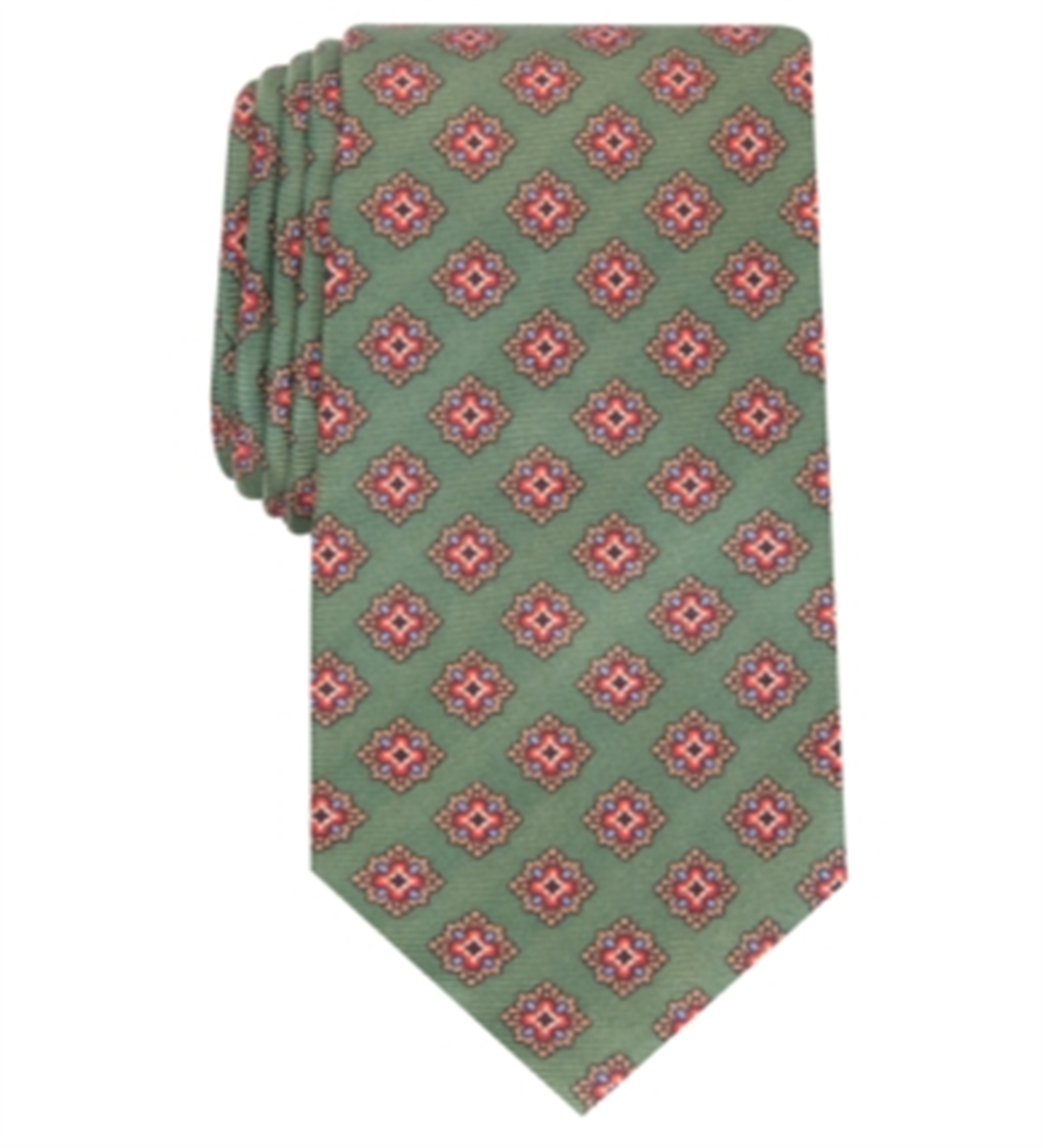 Tasso Elba Men's Luciano Medallion Silk Neck Tie Green Size Regular