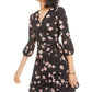 Bar III Women's  Floral-Print Wrap Dress Black Size S