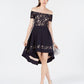 City Studios Juniors' Off-the-Shoulder High-Low Dress Black Size 16 W