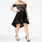 City Studios Juniors' Off-the-Shoulder High-Low Dress Black Size 16 W