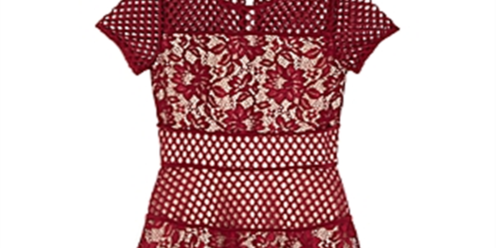 Us Angels Girls' Floral Lace Paneled Dress  Red Size 16