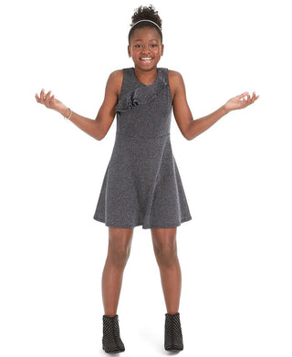 Epic Threads Big Girls Metallic Ruffled Dress Black Size LRG