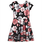 Aqua Girls' Metallic Floral Print Dress Big Kid Black Size Small