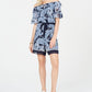 Tommy Hilfiger Women's Paisley Off-the-Shoulder Romper Blue Size 4