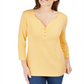 Karen Scott Women's 3/4 Sleeve Henley Shirt Beige Size X-Large