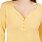 Karen Scott Women's 3/4 Sleeve Henley Shirt Beige Size X-Large