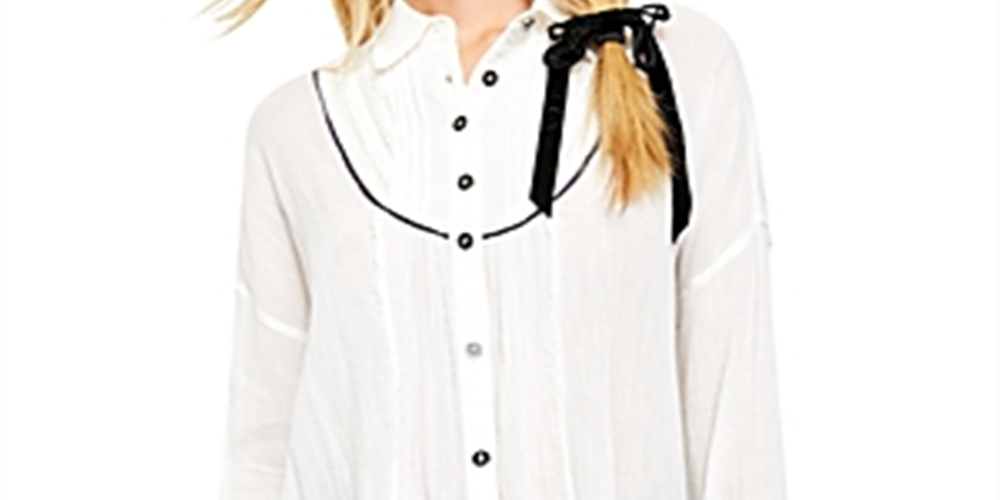 Free People Women's Amore Piped Tunic White Size Large