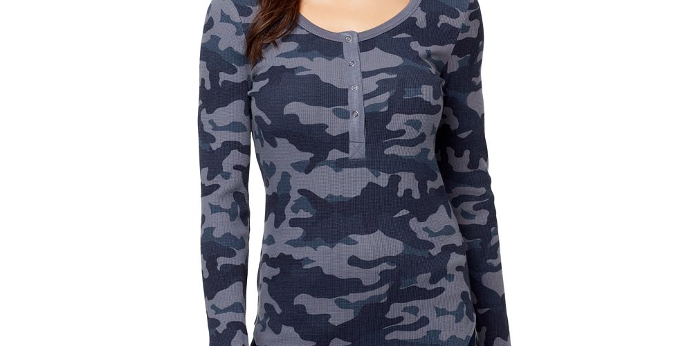 William Rast Women's Kairah Henley Top Blue Size S