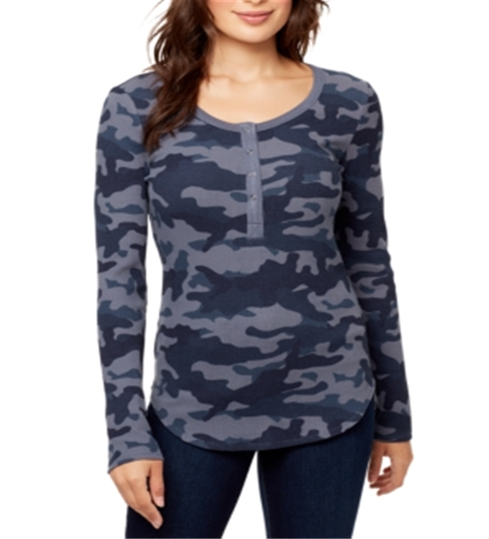 William Rast Women's Kairah Henley Top Blue Size S