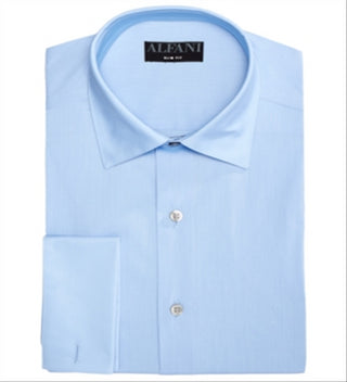 Alfani Men's Solid Classic Regular Fit Dress Shirt Blue Size S-14.5X32-33
