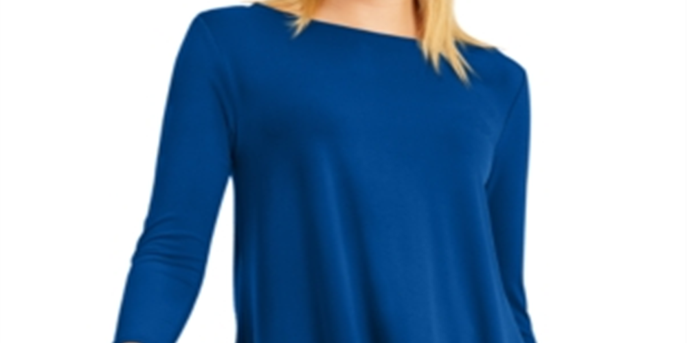 Alfani Women's Solid Swing Top Blue Size Petite S/M