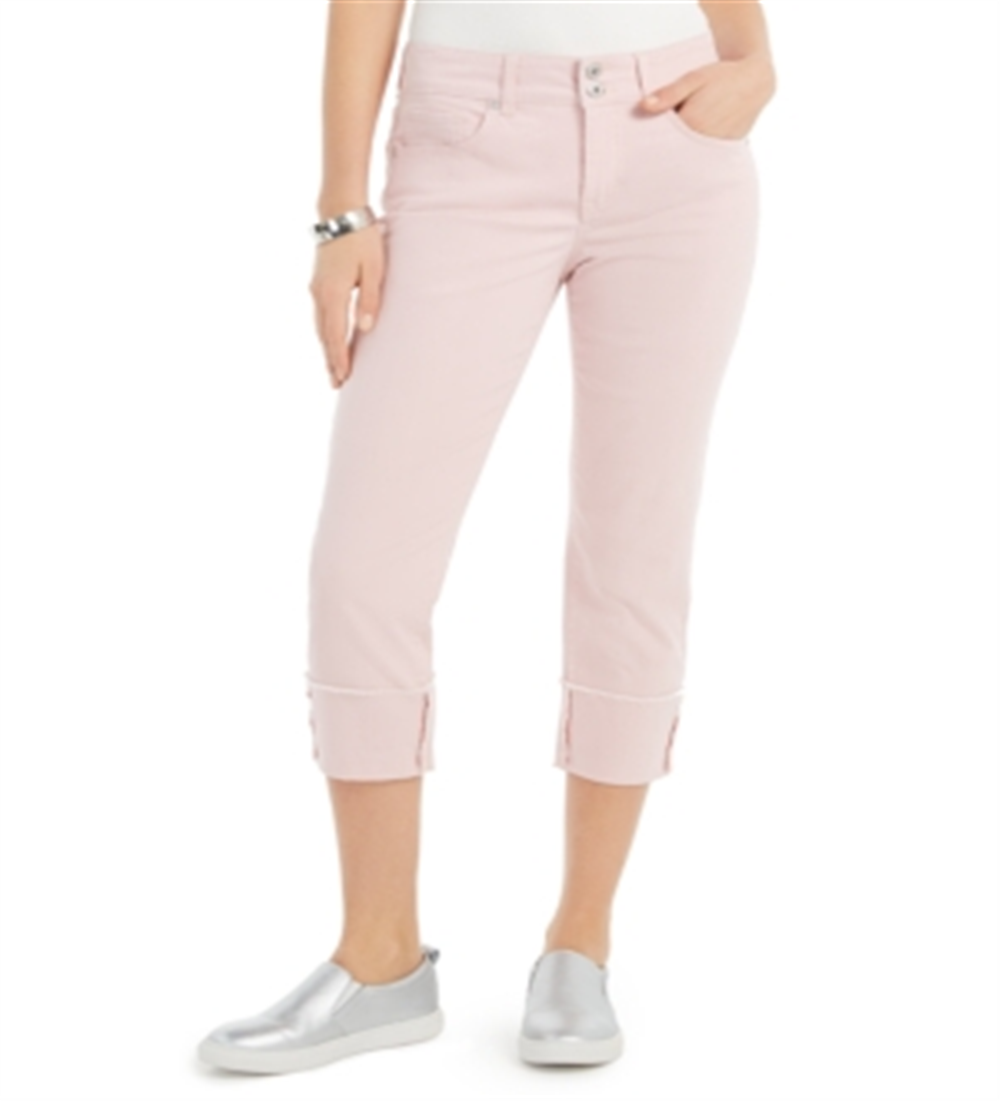 Style & Co Women's High Cuffed Capri Jeans Pink Size 8