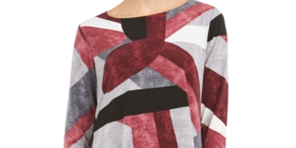 Alfani Women's Printed Swing Top Green Size PP