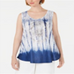 Style & Co Women's Graphic Tie Dyed Sleeveless Top Blue Size XX-Large